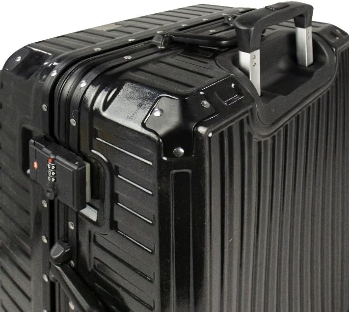 Wheeled suitcases with an aluminum frame made of polycarbonate, suitable for space palaces, black color, 24